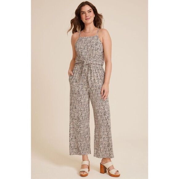 Maurice’s women’s printed tie front wide leg jumpsuit romper sz XL comfort beach - Picture 1 of 6